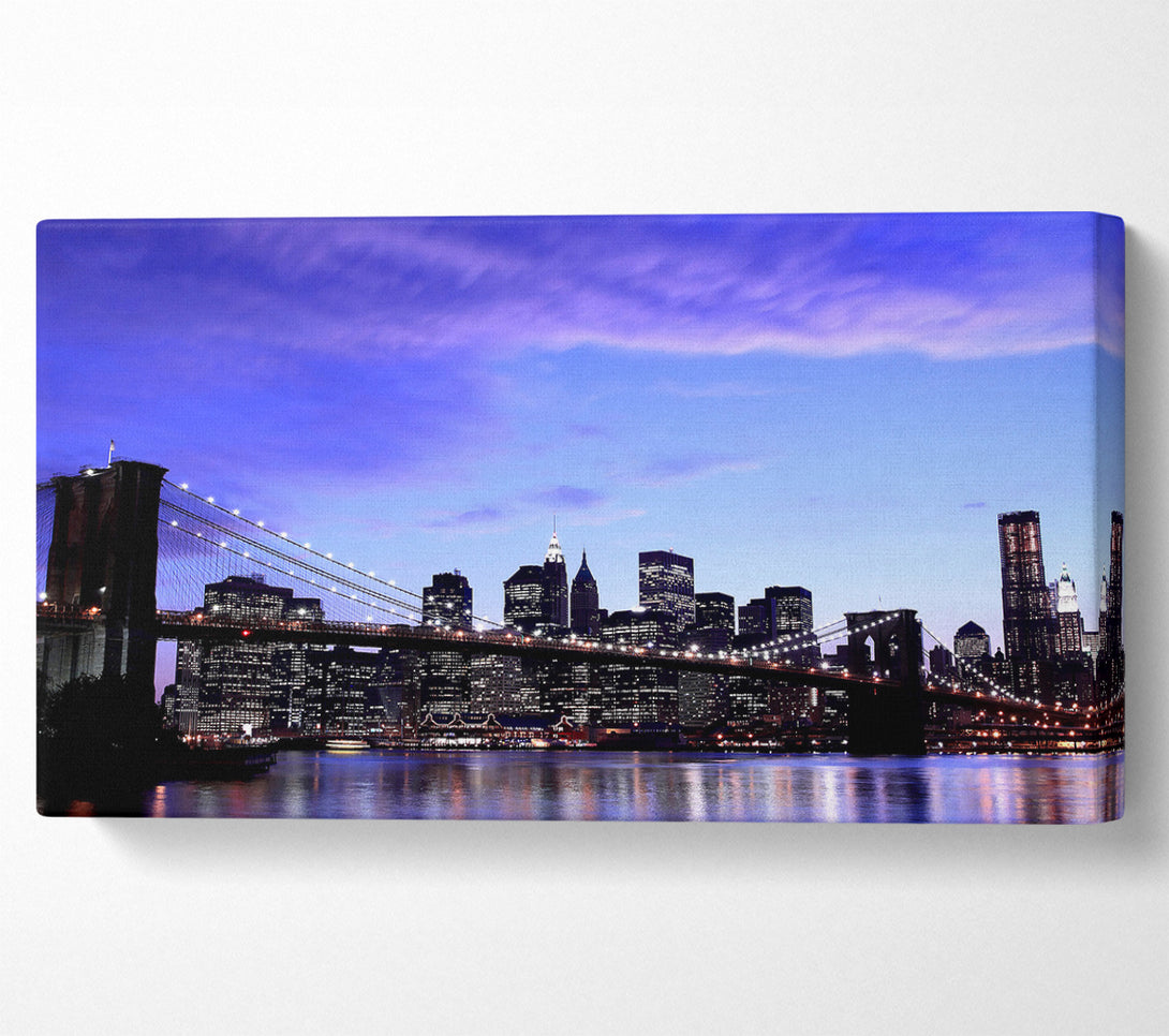  A Canvas Print of Brooklyn Bridge At Night Canvas Print