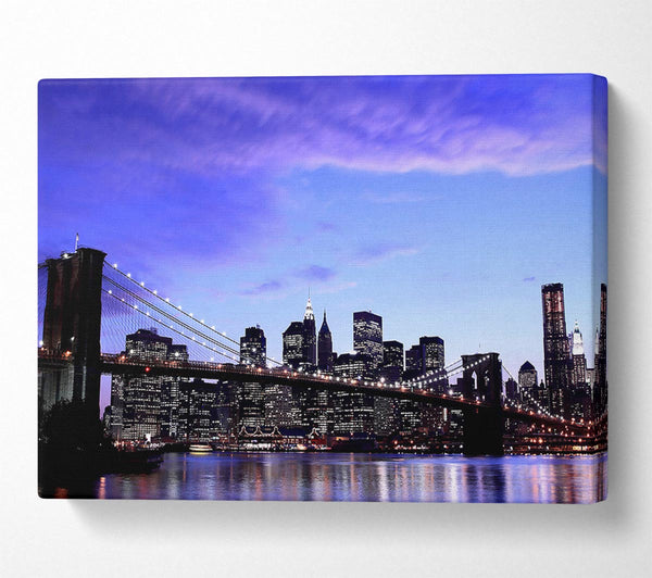  A Canvas Print of Brooklyn Bridge At Night Canvas Print