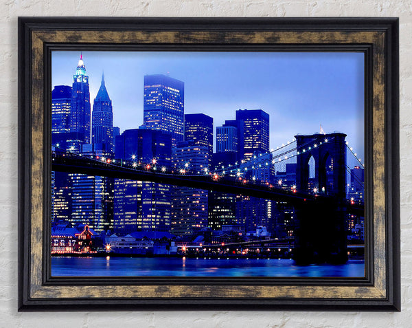 Brooklyn Bridge Blue Hue Framed Print