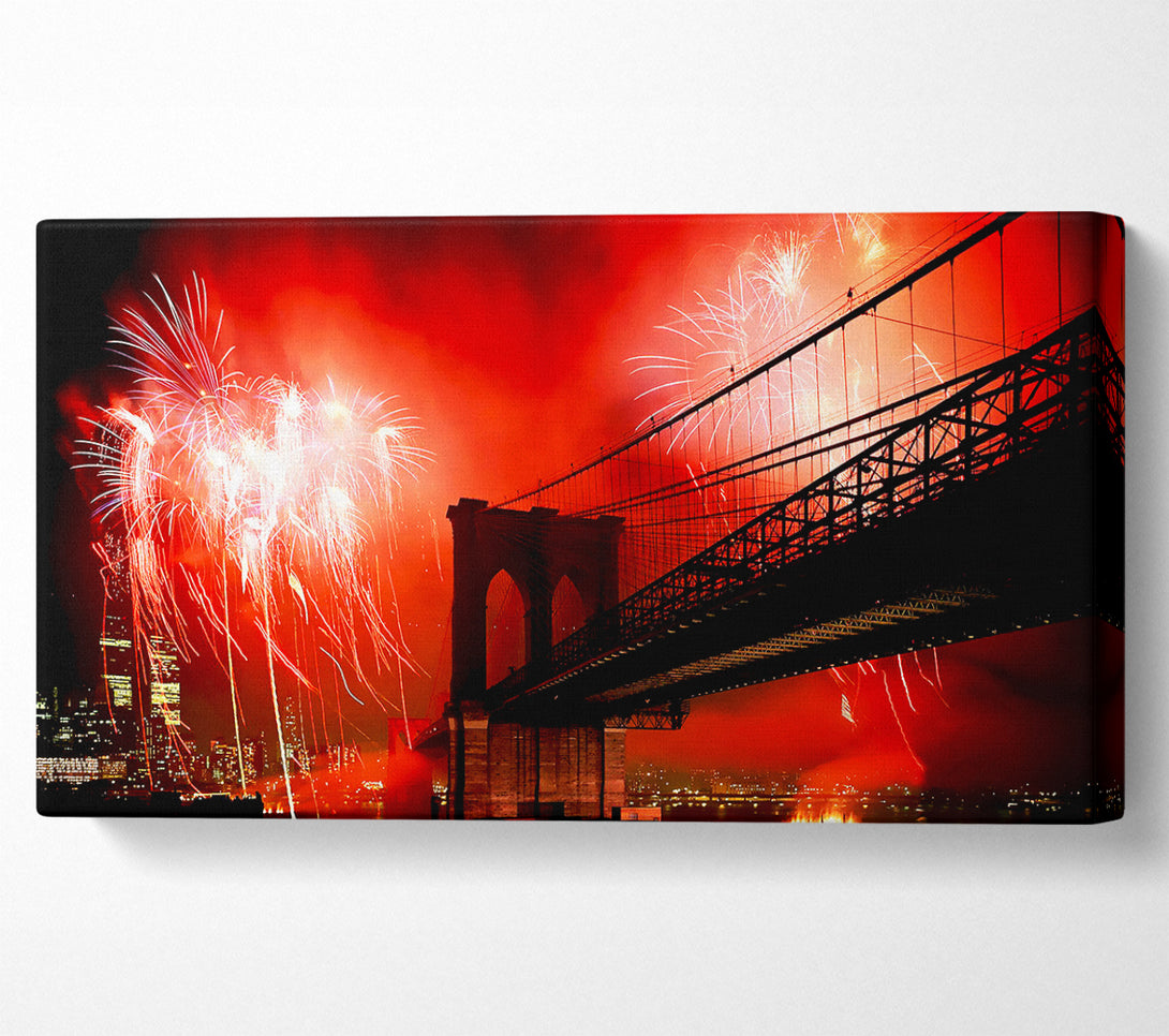  A Canvas Print of Brooklyn Bridge Fireworks Canvas Wall Art