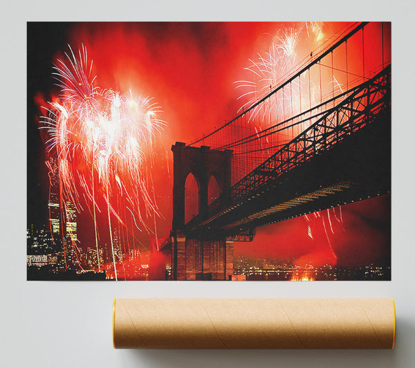 Brooklyn Bridge Fireworks Poster