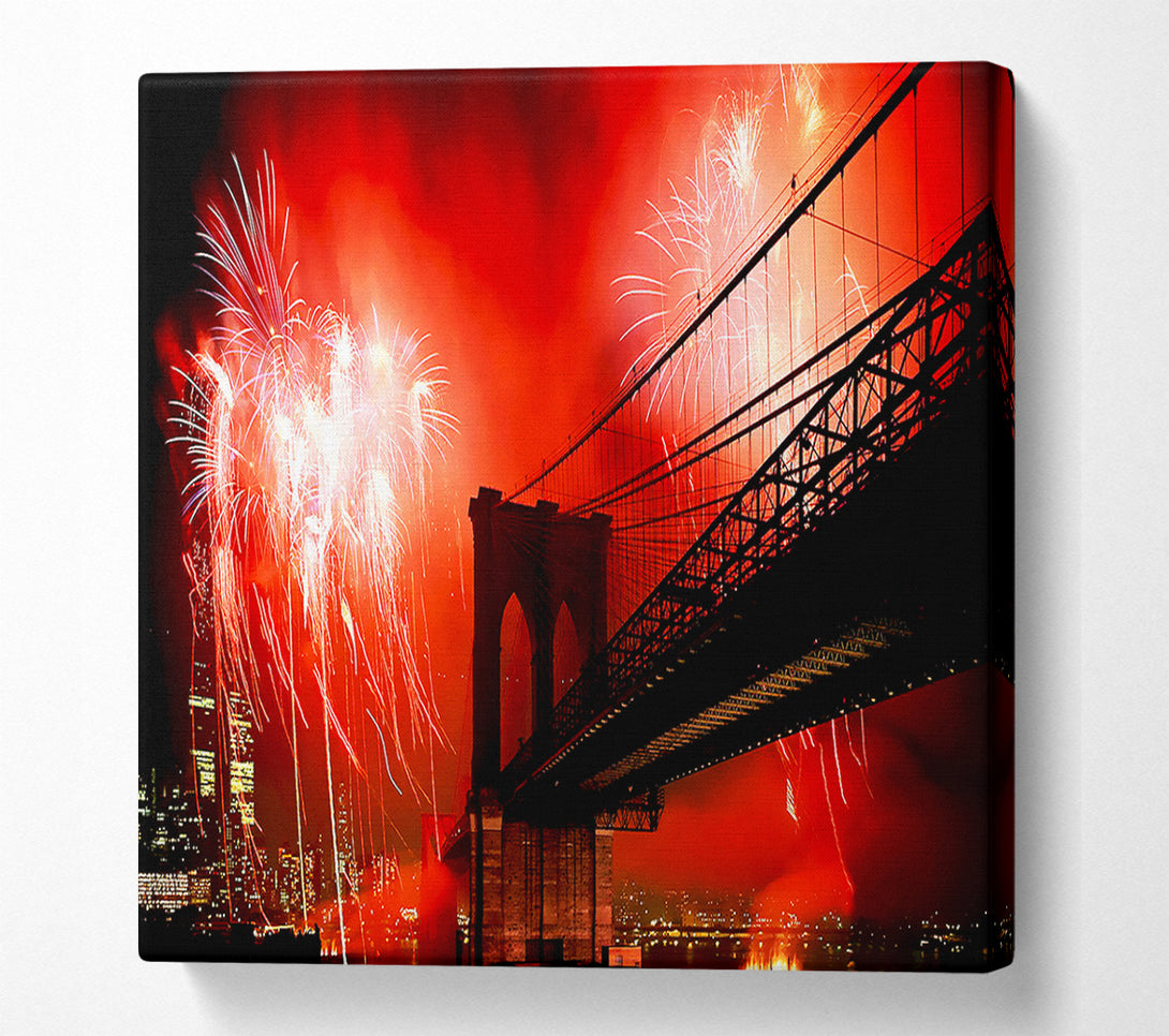  A Canvas Print of Brooklyn Bridge Fireworks Canvas Wall Art