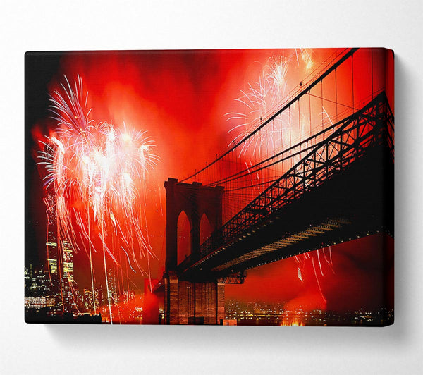  A Canvas Print of Brooklyn Bridge Fireworks Canvas Wall Art