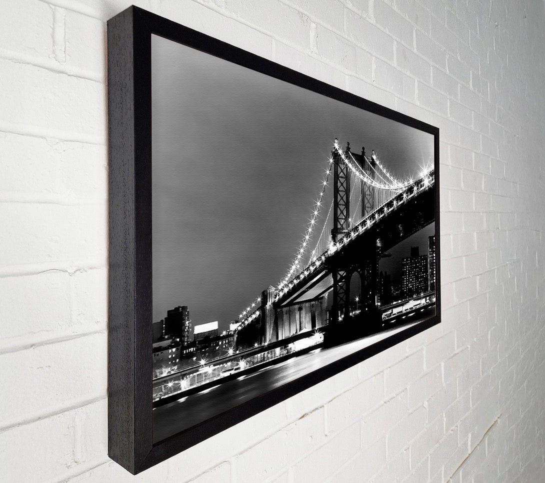  A Canvas Print of Brooklyn Bridge Lights B n W Canvas Art
