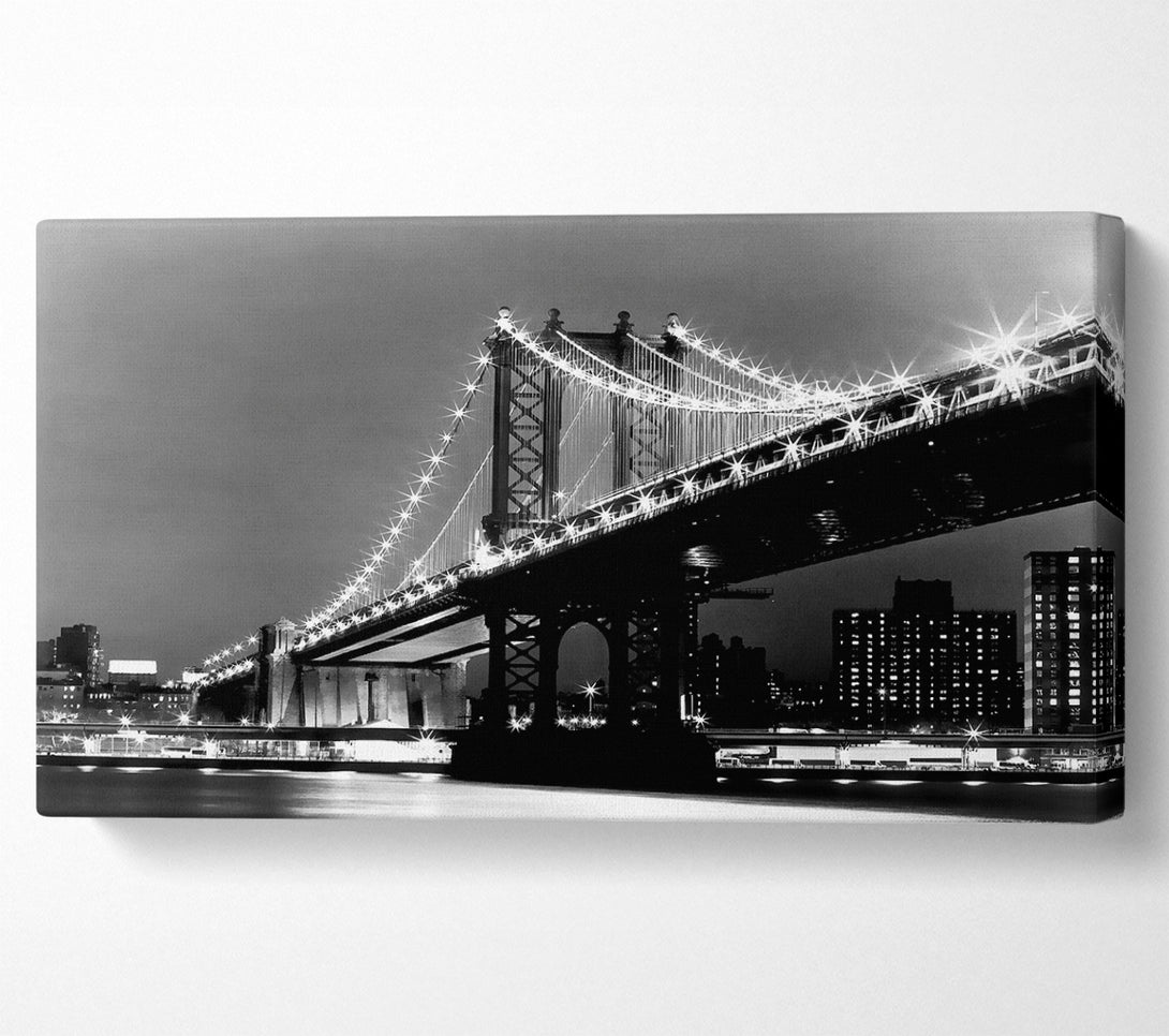  A Canvas Print of Brooklyn Bridge Lights B n W Canvas Art