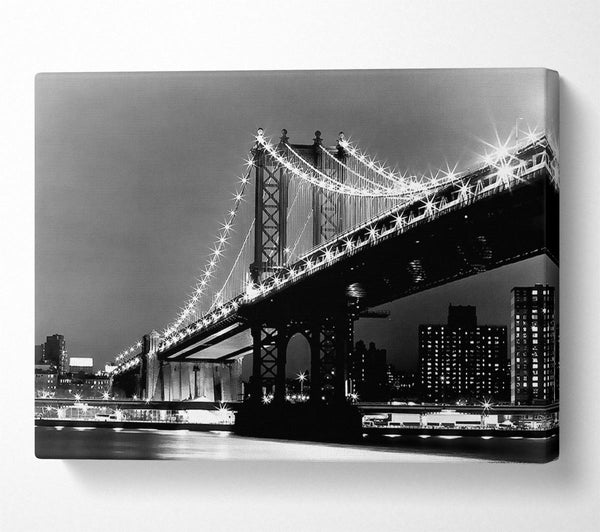  A Canvas Print of Brooklyn Bridge Lights B n W Canvas Art