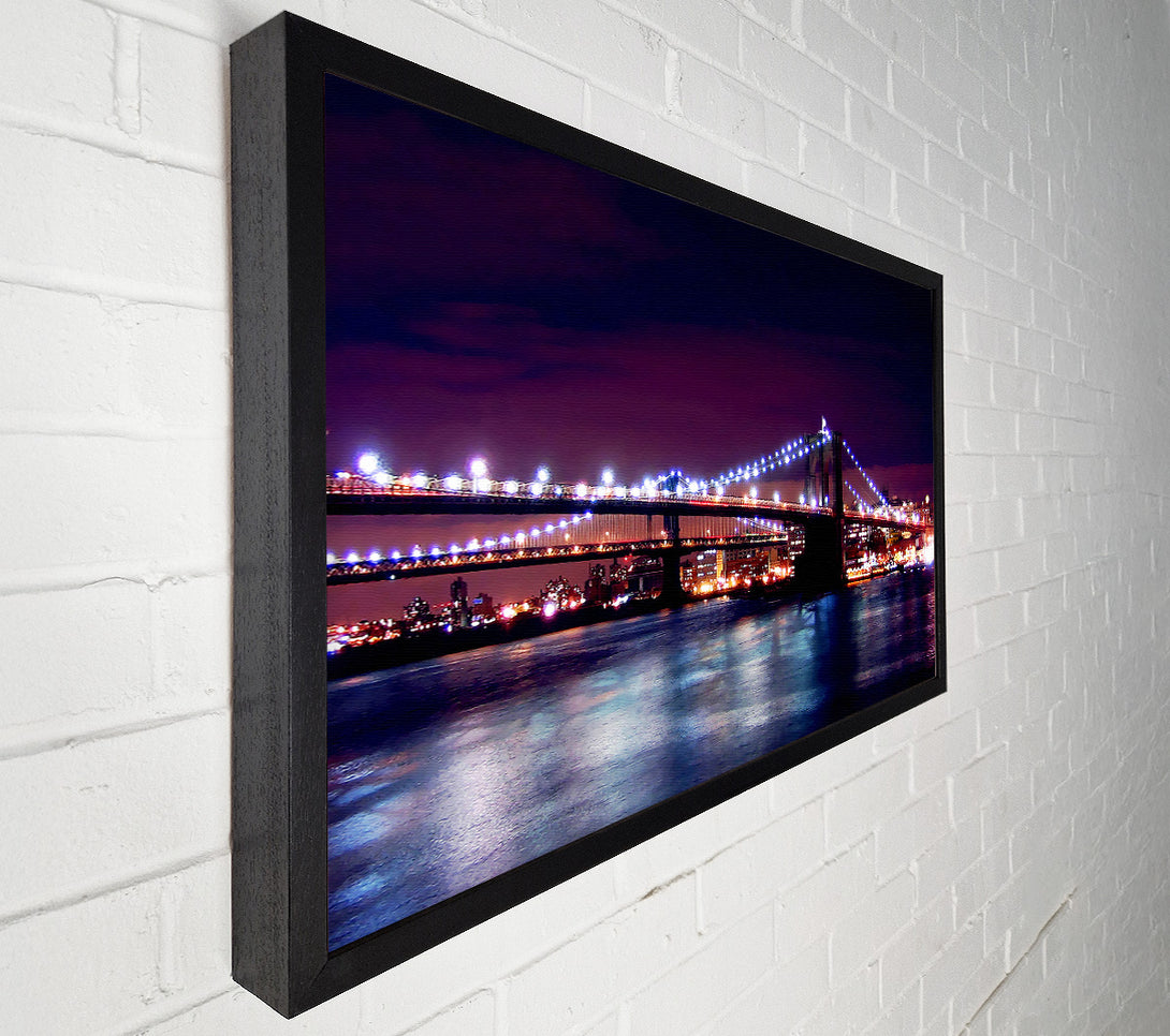  A Canvas Print of Brooklyn Bridge Lights By The Water Canvas Art