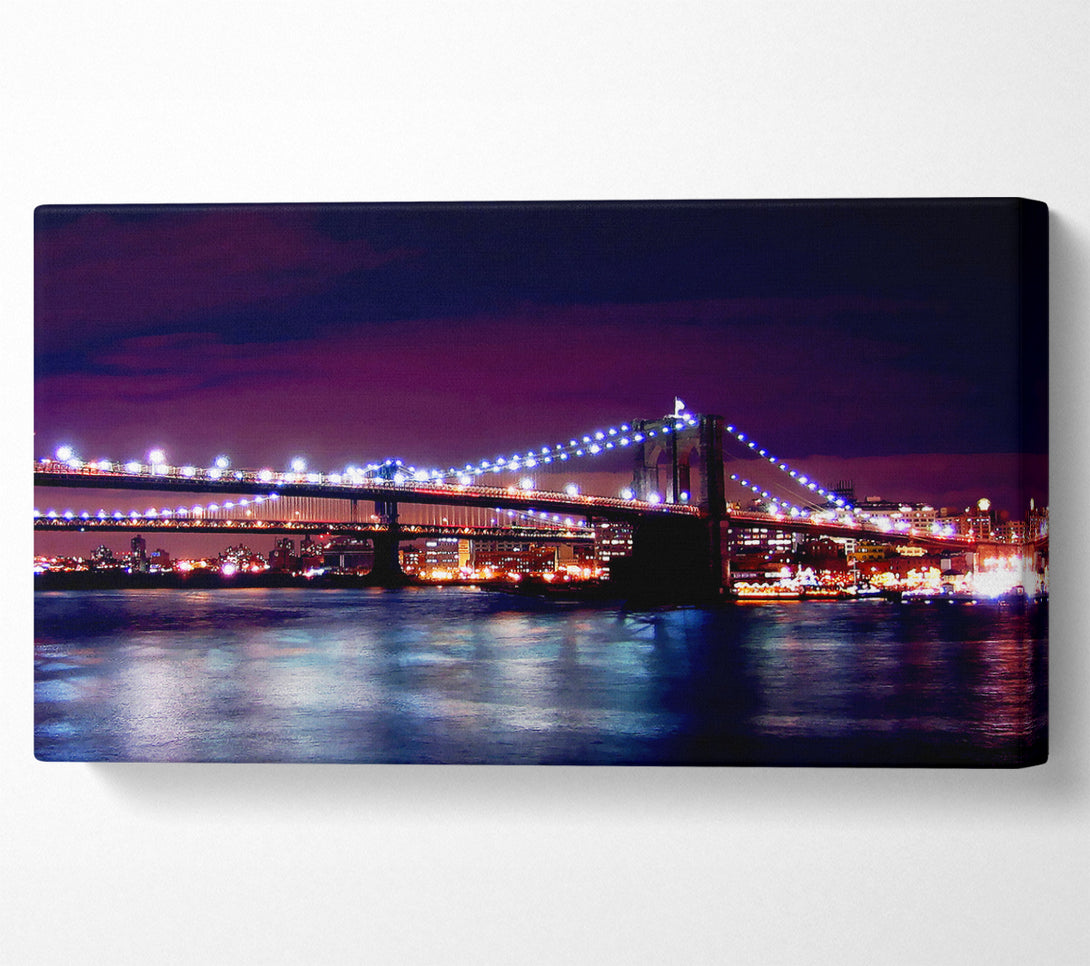  A Canvas Print of Brooklyn Bridge Lights By The Water Canvas Art