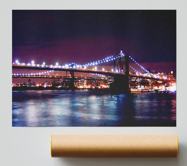 Brooklyn Bridge Lights By The Water Giclee Print