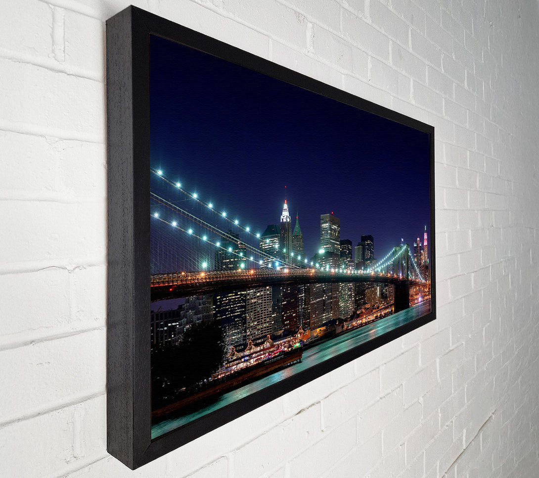  A Canvas Print of Brooklyn Bridge New York Lights Canvas Print