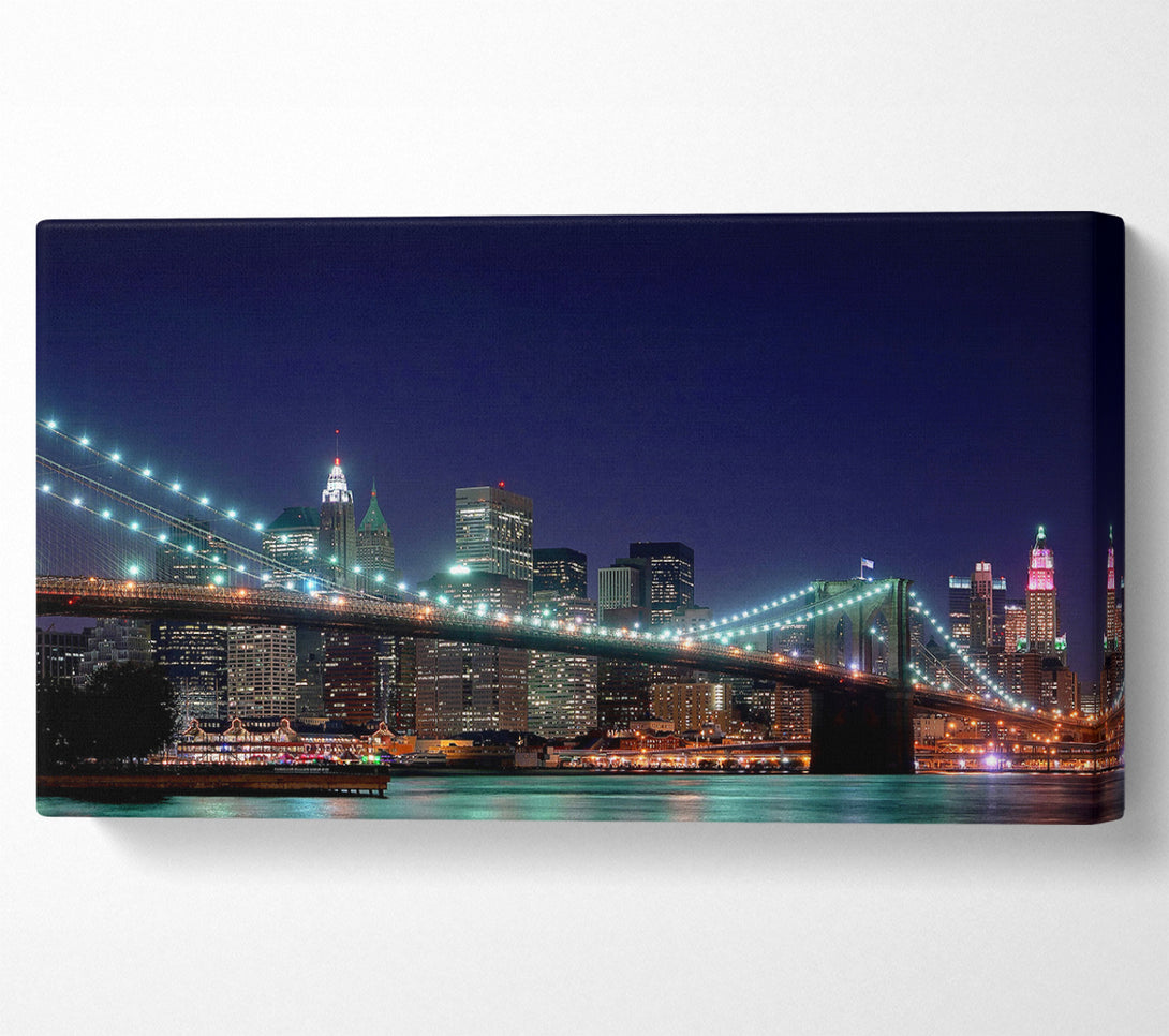  A Canvas Print of Brooklyn Bridge New York Lights Canvas Print