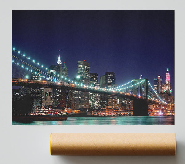 Brooklyn Bridge New York Lights Giclee Print