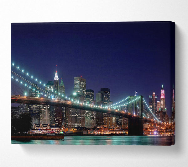  A Canvas Print of Brooklyn Bridge New York Lights Canvas Print