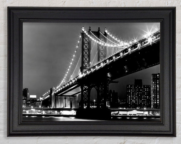 Brooklyn Bridge Nachtlichter B n W