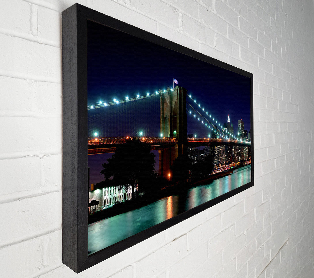  A Canvas Print of Brooklyn Bridge NYC Blue Nights Canvas Print