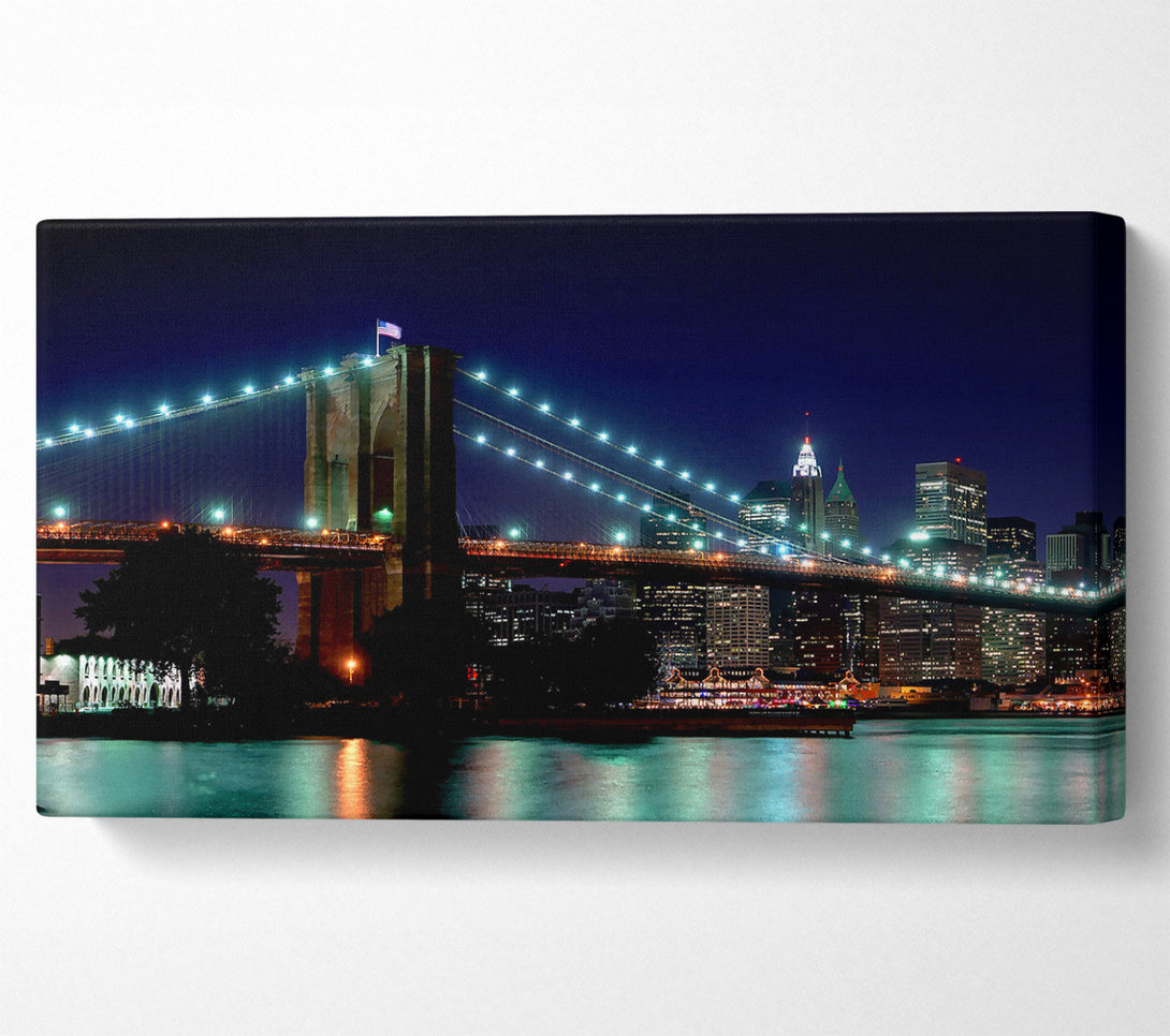  A Canvas Print of Brooklyn Bridge NYC Blue Nights Canvas Print