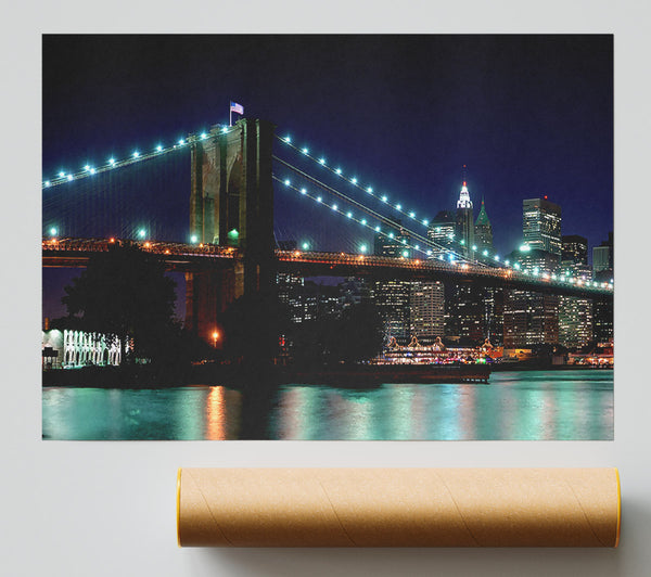 Brooklyn Bridge Nyc Blue Nights Giclee Print
