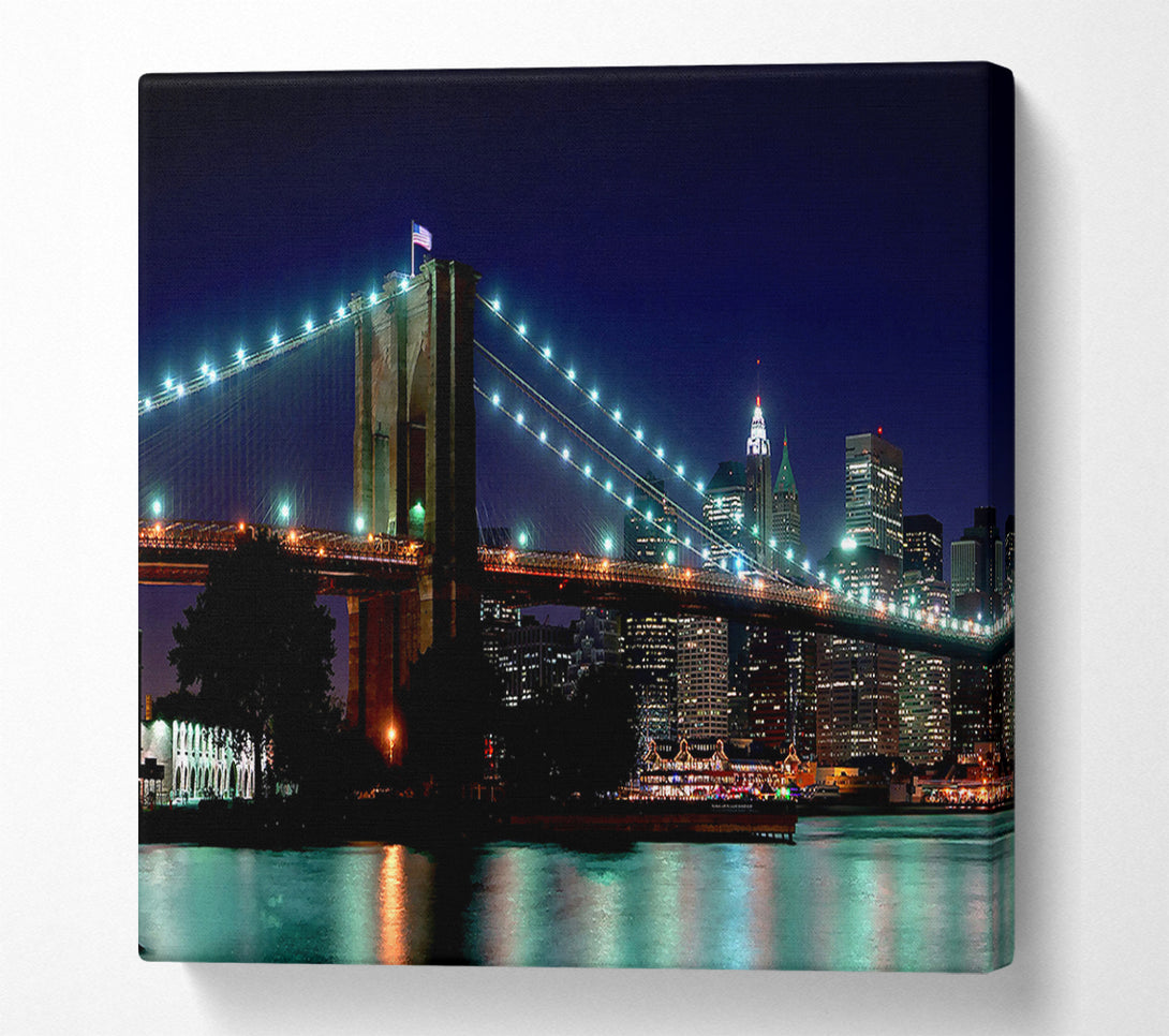  A Canvas Print of Brooklyn Bridge NYC Blue Nights Canvas Print