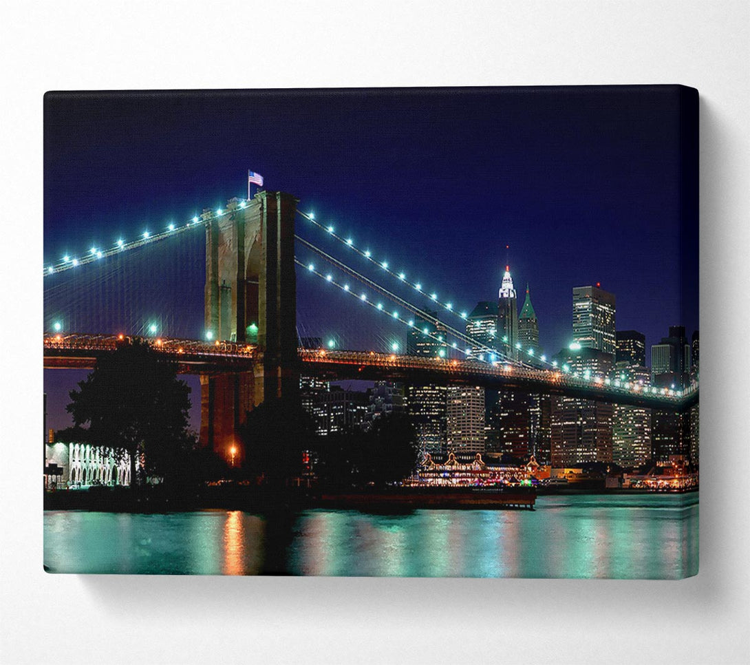  A Canvas Print of Brooklyn Bridge NYC Blue Nights Canvas Print