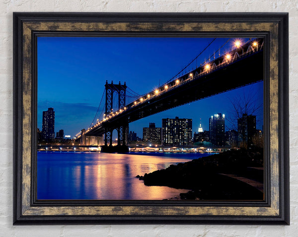 Brooklyn Bridge Peach Glow Framed Print