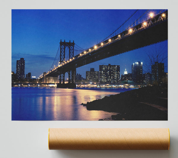Brooklyn Bridge Peach Glow Giclee Print