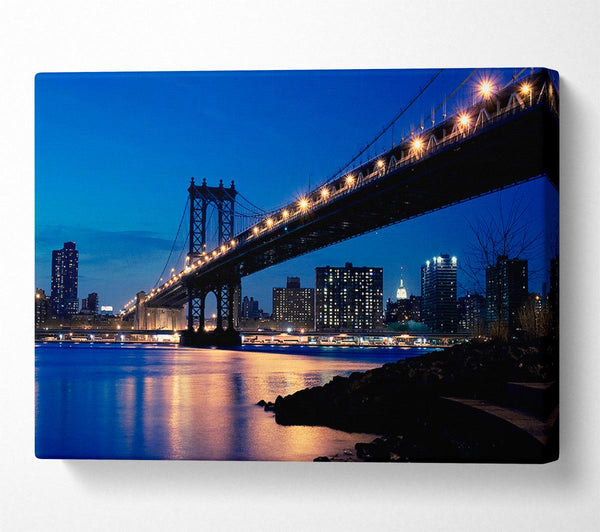  A Canvas Print of Brooklyn Bridge Peach Glow Canvas Wall Art