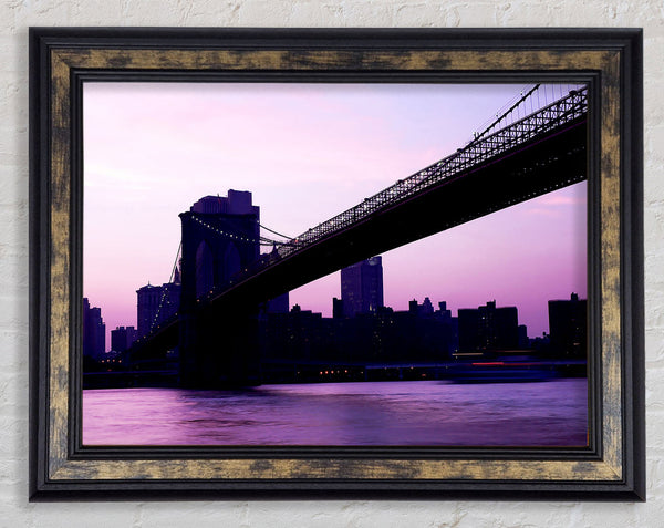 Brooklyn Bridge Purple Hue Framed Print
