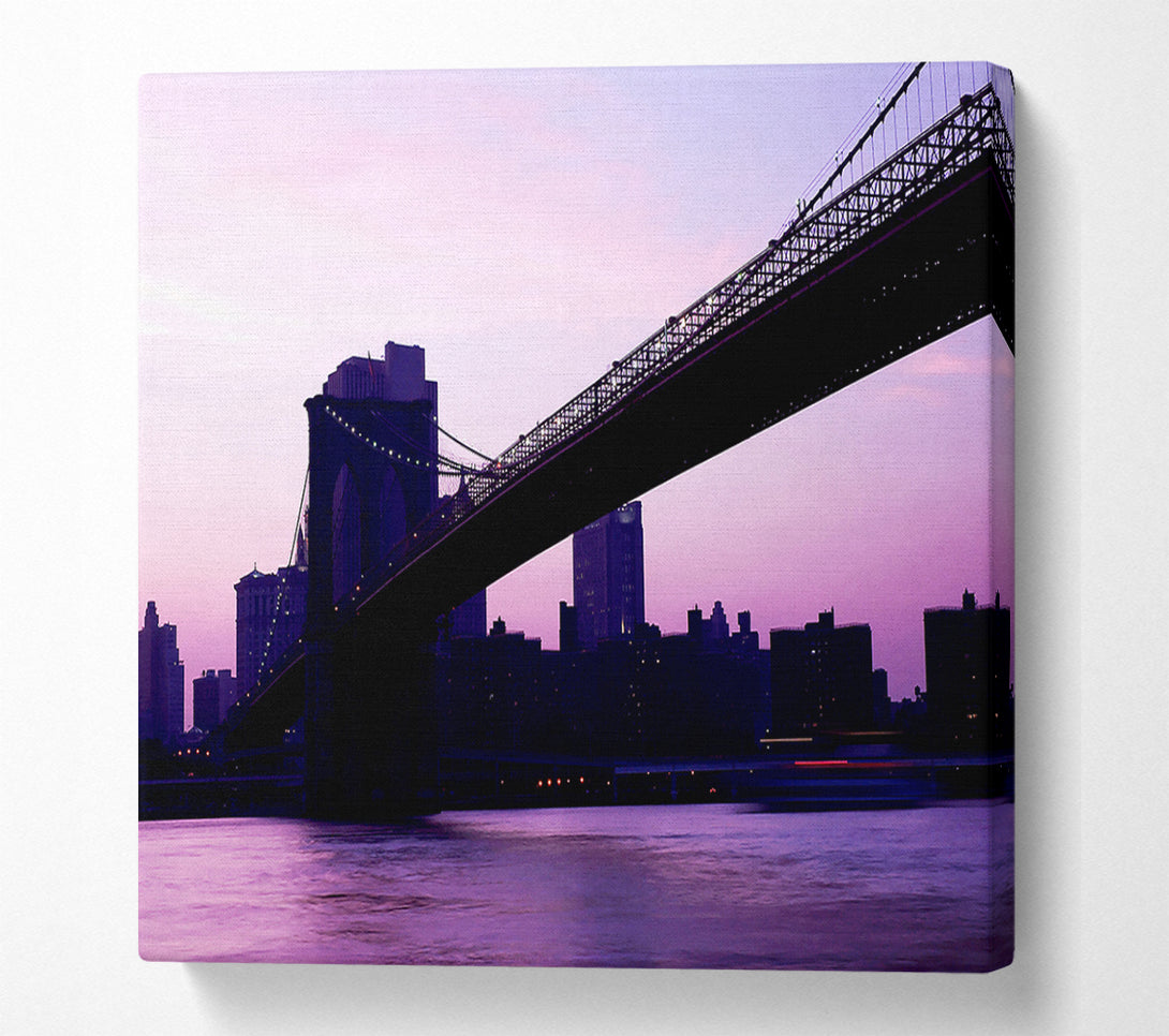  A Canvas Print of Brooklyn Bridge Purple Hue Canvas Wall Art