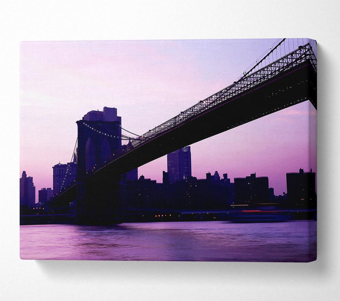  A Canvas Print of Brooklyn Bridge Purple Hue Canvas Wall Art