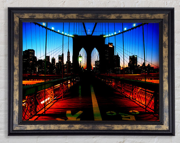 Brooklyn Bridge Red Cast Framed Print