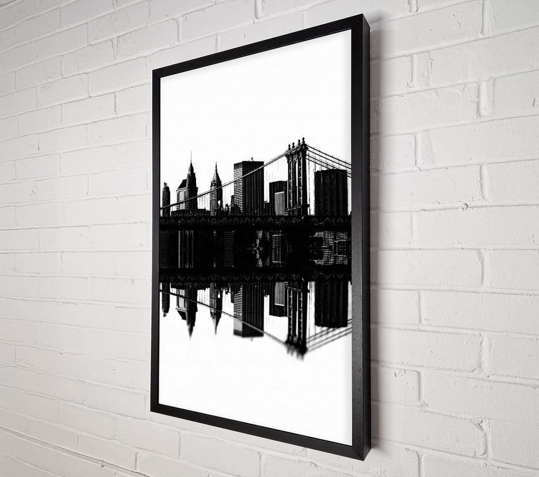  A Canvas Print of Brooklyn Bridge Reflections B n W Canvas Art