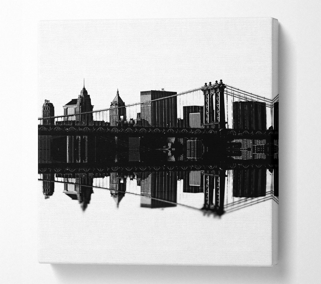  A Canvas Print of Brooklyn Bridge Reflections B n W Canvas Art