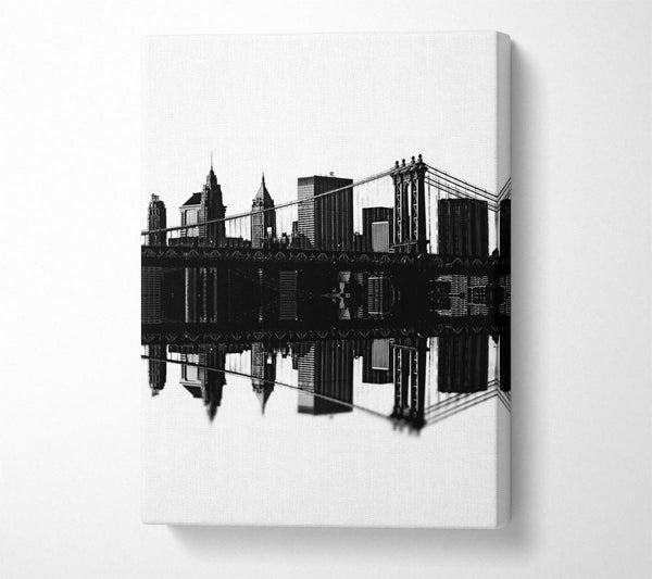  A Canvas Print of Brooklyn Bridge Reflections B n W Canvas Art