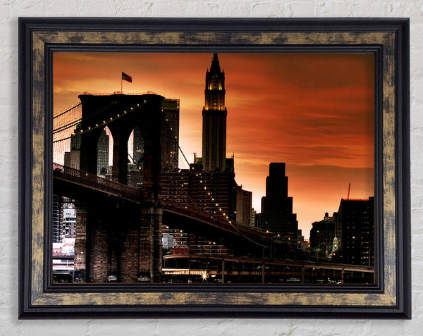Brooklyn Bridge Stunning Skys Framed Print