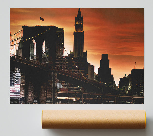 Brooklyn Bridge Stunning Skys Poster