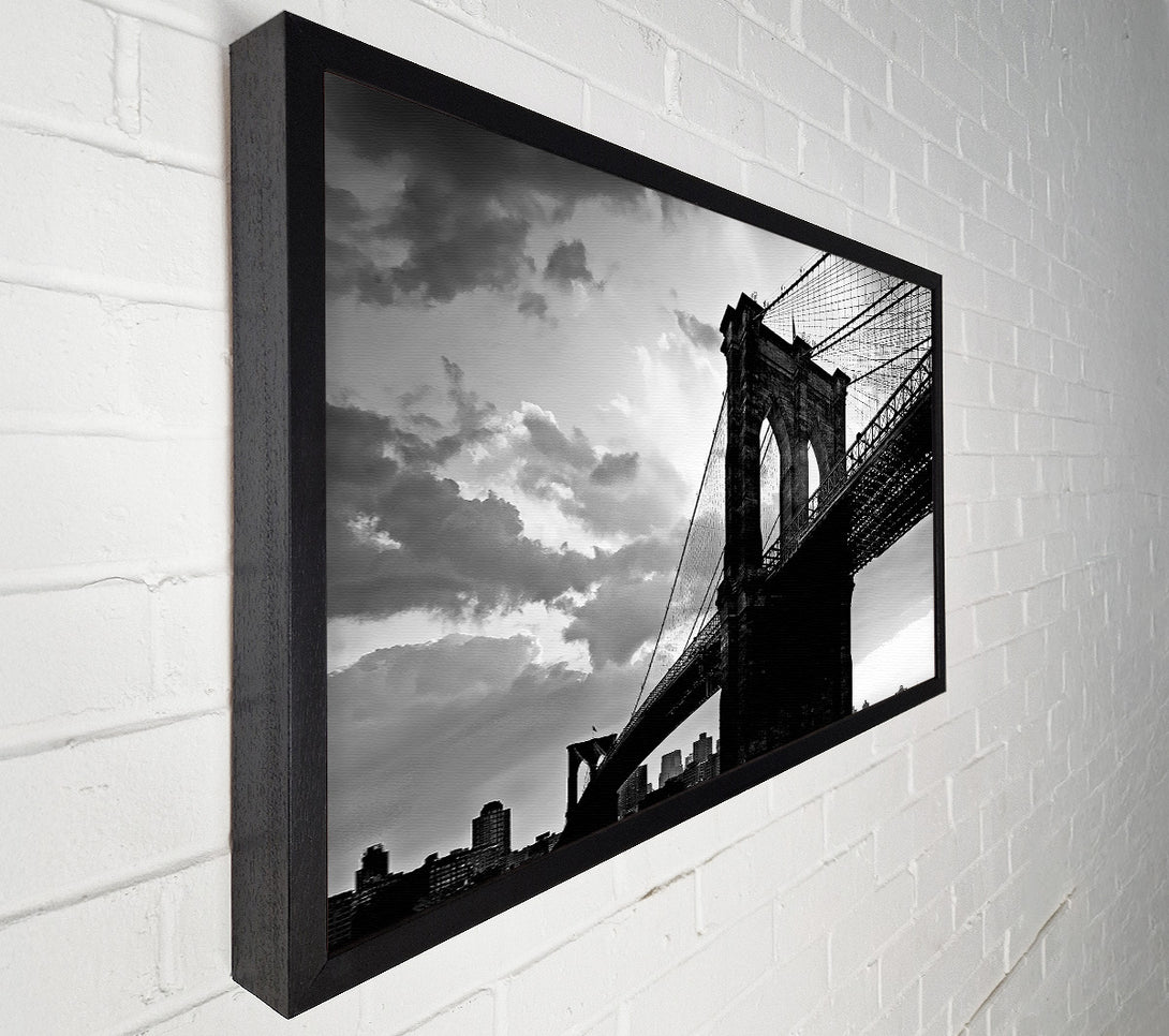  A Canvas Print of Brooklyn Bridge Sunset B n W Canvas Print