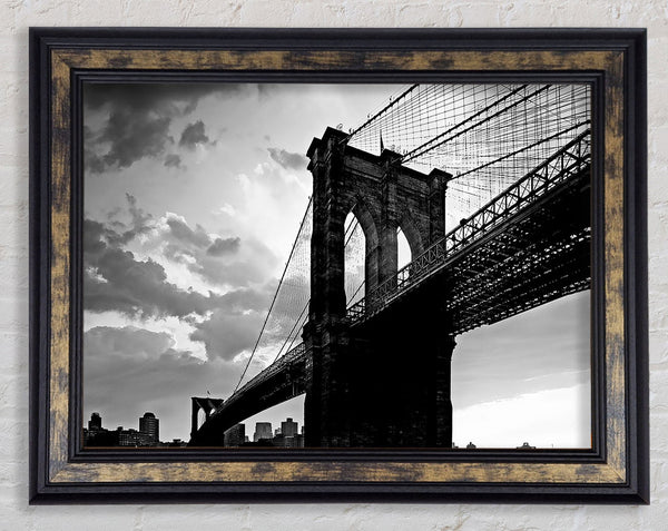 Brooklyn Bridge Sunset B n W Framed Print