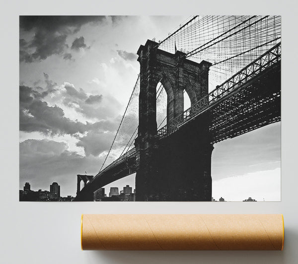 Brooklyn Bridge Sunset B N W Print