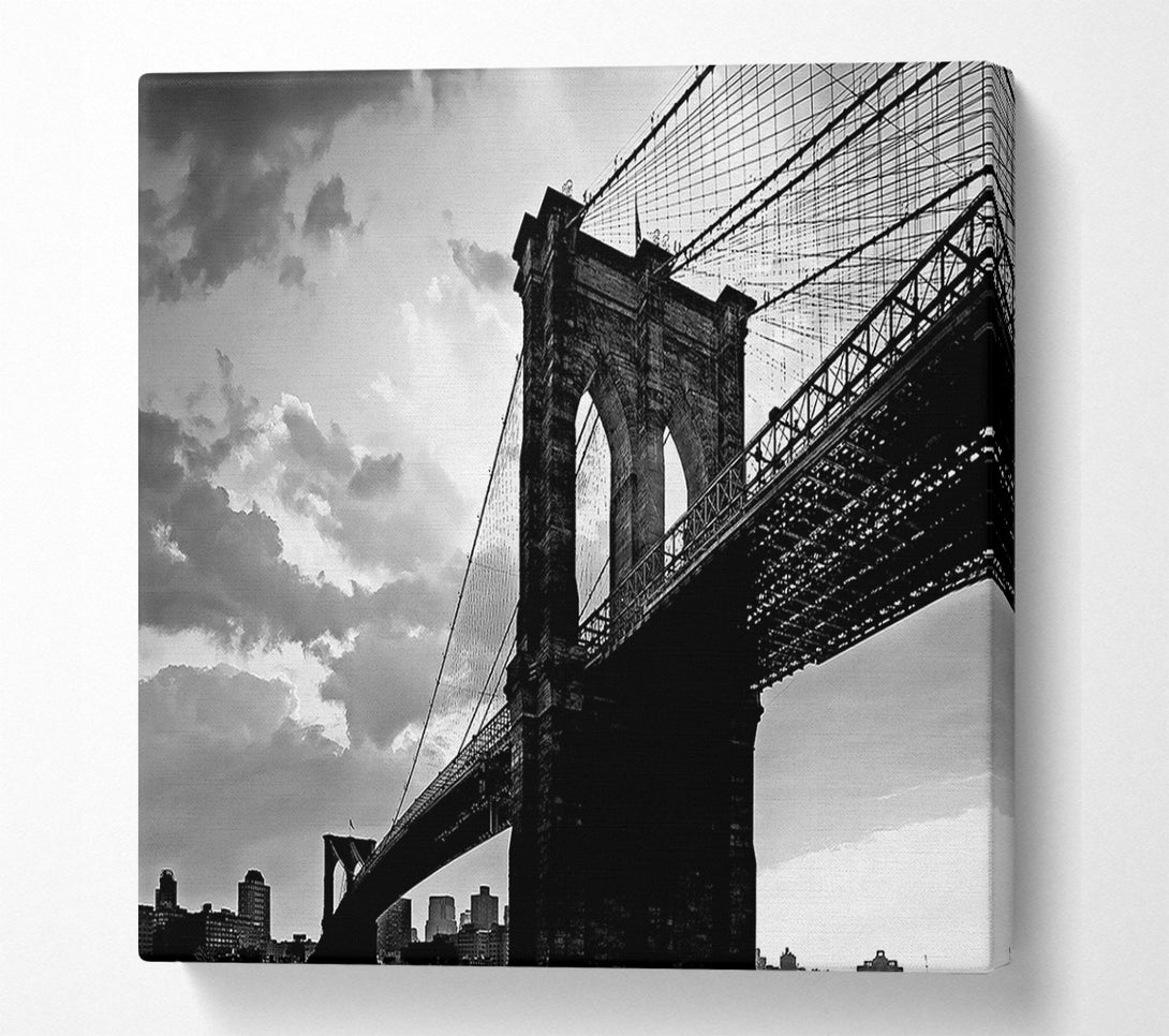  A Canvas Print of Brooklyn Bridge Sunset B n W Canvas Print