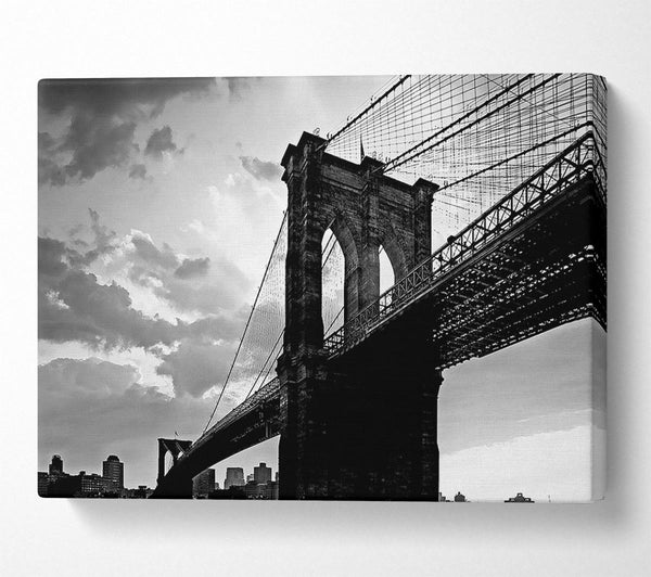  A Canvas Print of Brooklyn Bridge Sunset B n W Canvas Print