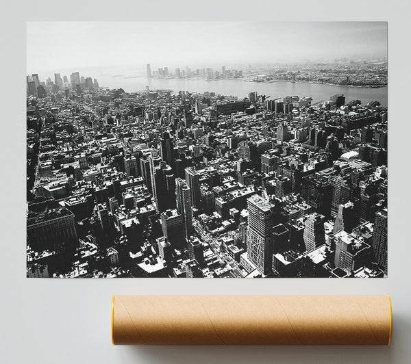 Chicago Arial View B N W Giclee Print