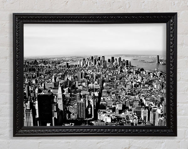 Chicago Distance B n W Framed Print