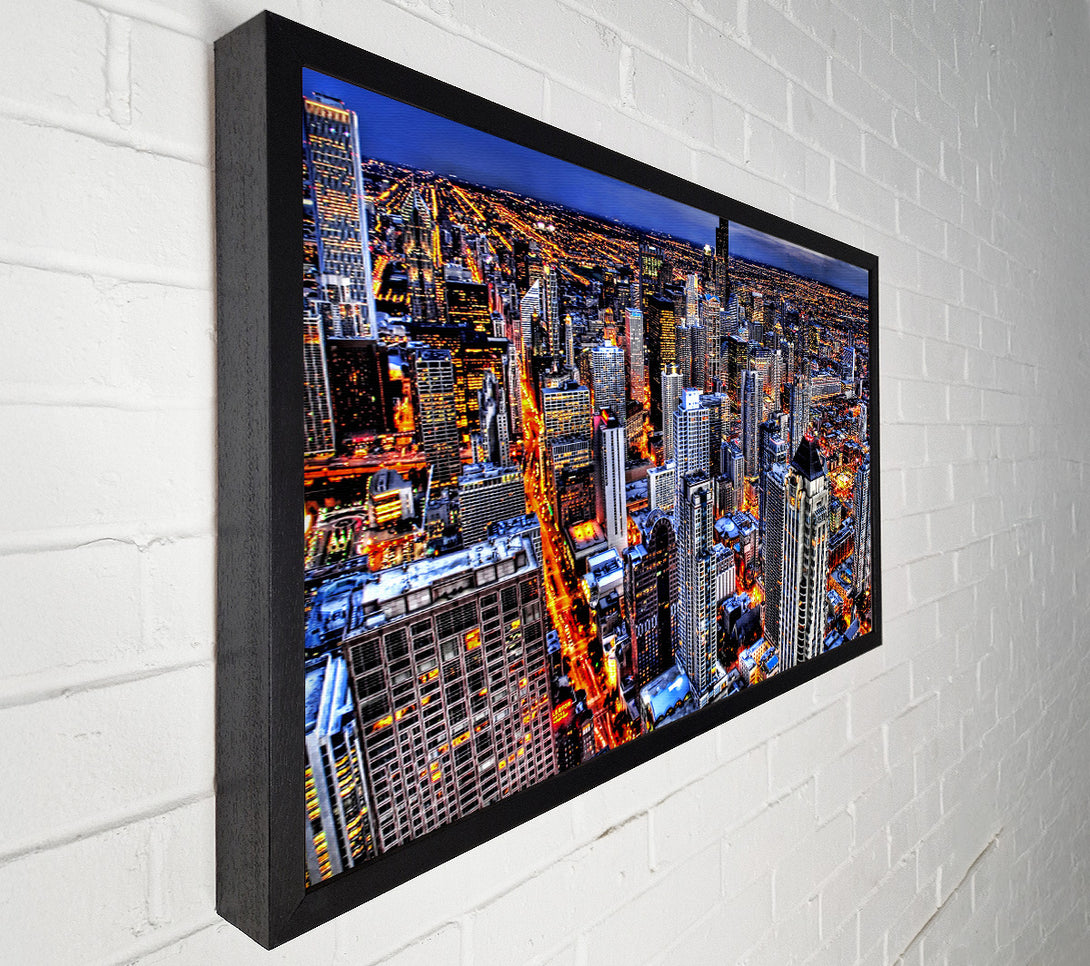  A Canvas Print of Chicago Illinois Night Lights Canvas Art