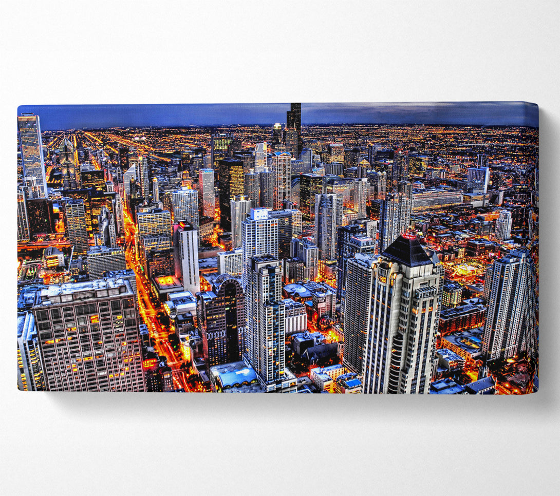  A Canvas Print of Chicago Illinois Night Lights Canvas Art