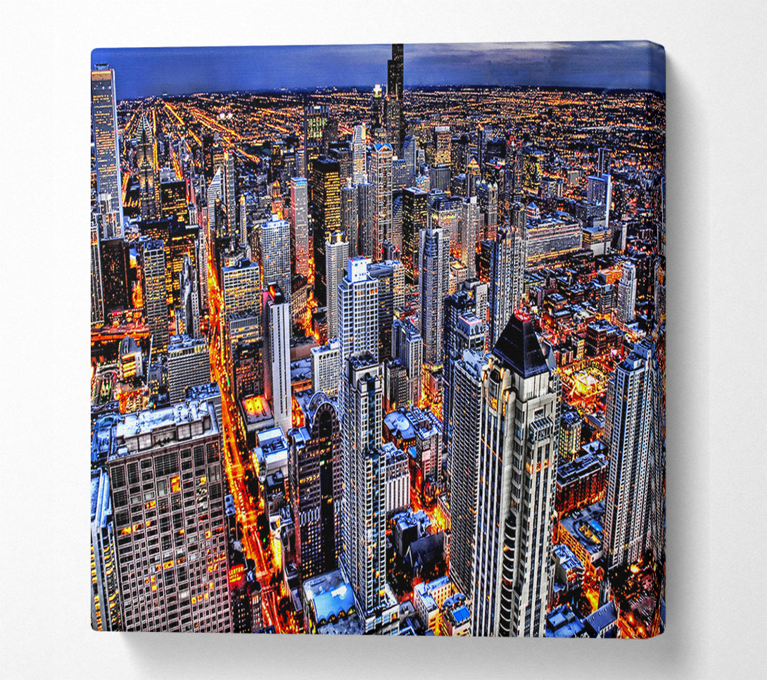  A Canvas Print of Chicago Illinois Night Lights Canvas Art
