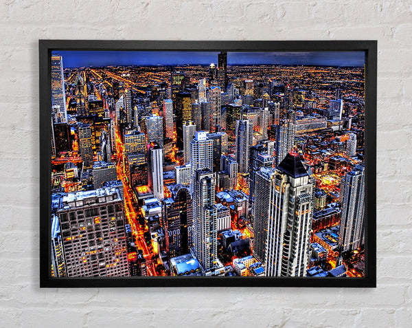 Chicago Illinois Night Lights Framed Print