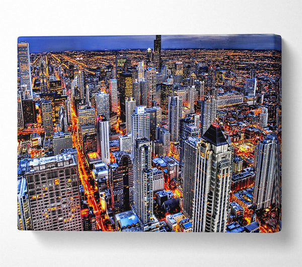  A Canvas Print of Chicago Illinois Night Lights Canvas Art