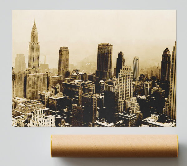 Chicago Mist Sepia Giclee Print