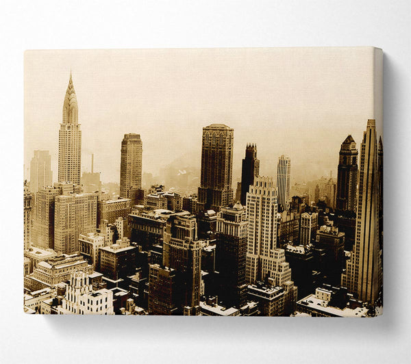  A Canvas Print of Chicago Mist Sepia Canvas Wall Art