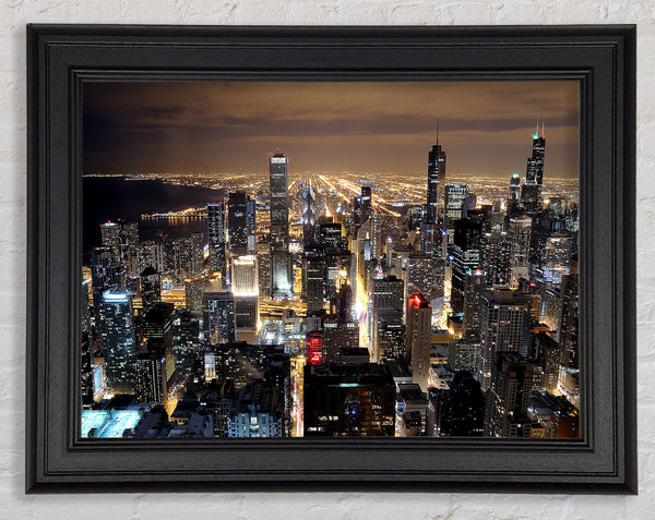 Chicago Skyline Nights Framed Print